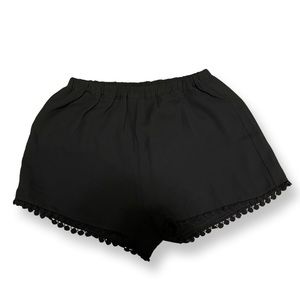 Brandy Melville Black Lace Detailed Hem Elastic Waist Shorts